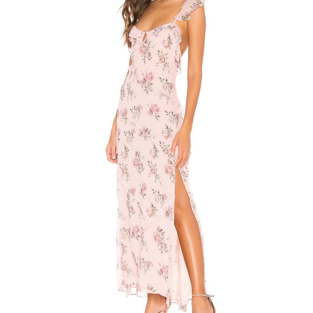 LoveShackFancy Pink Floral Maxi Dress